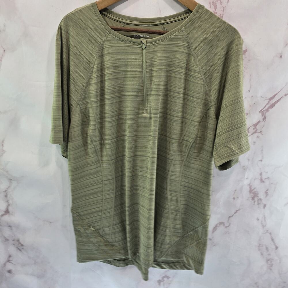 Athleta Shirt Women XL T Green Pacifica Illume UPF Zip Short Rashguard Swim